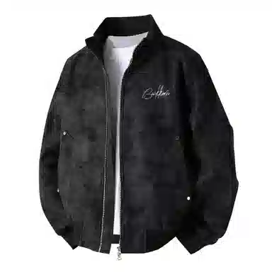 大卫贝肯 美式高街简约字母印花机车风美拉德色系高级感宽松休闲百搭立领皮夹克外套 男女同款