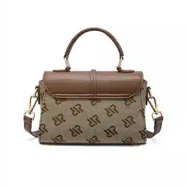 红蜻蜓 经典复古设计妈妈包老花满印时尚百搭包通勤 超细纤维合成革 手提包斜挎包 常规 女款 浅咖啡色