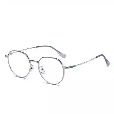山一丸 金属宽边高级眼镜时尚防蓝光眼镜 可配度数平光镜 不锈钢 圆形 光学镜架 男女同款情侣款