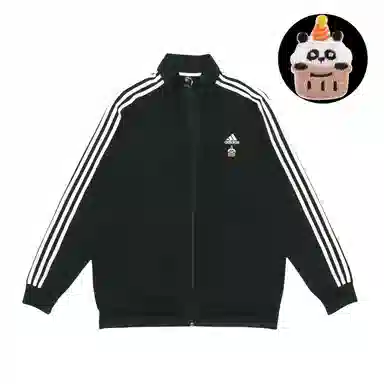 adidas Embroidered Panda Striped Bomber Jacket Black