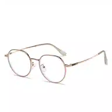 山一丸 金属宽边高级眼镜时尚防蓝光眼镜 可配度数平光镜 不锈钢 圆形 光学镜架 男女同款情侣款