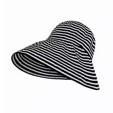 北极绒 日系夏季可折叠条纹防晒时尚百搭大头围显脸小户外出游必备 聚酯纤维 渔夫帽 男女同款情侣款