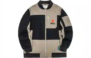 鸿星尔克 拼接棉服 男款 鹿皮棕