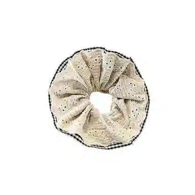 水中玉 韩系花边格子大肠发圈高级感超大号气质丸子头发绳头饰 皮筋 头绳 女款