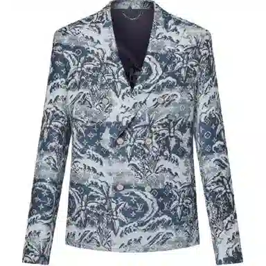 Louis Vuitton SS24 Letter Print Double-Breasted Jacket Blue