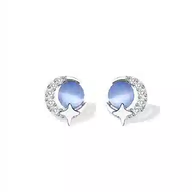 Shenglan Ocean UX Blue Eye Moon Planet Earrings