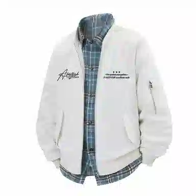 快鱼 美式高街潮流签名字体字母品牌假两件格子时尚百搭复古个性经典休闲户外宽松舒适翻领长袖夹克外套 男女同款