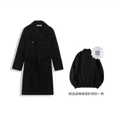 我是大卫 毛呢中长款经典韩版英伦风大衣 男女同款