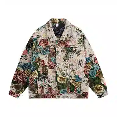 MIIRACER Floral Embroidered Denim Jacket