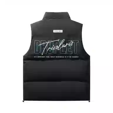 三体 文明系列简约基础款字母印花百搭立领美式复古户外机能风背心宽松休闲保暖加厚柔软舒适防风无袖马甲 男女同款