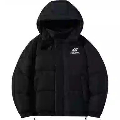 鸭鸭 加厚保暖插色拼接撞色休闲连帽鸭绒套头无性别面包服暗黑羽绒服外套 男女同款