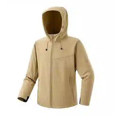 浪莎  软壳休闲户外舒适纯色连帽拉链  防水防风透气冲锋衣 男