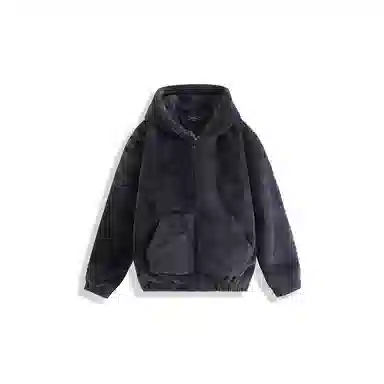 我是大卫 纯色羊羔毛连帽保暖加厚外套夹克 男女同款