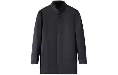 恒源祥 纯色立领单排扣中长款大衣 男款