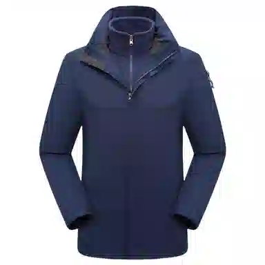 浪莎  纯色连帽舒适拉链  防水防风保暖冲锋衣 男