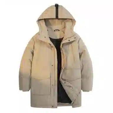 鸭鸭 休闲简约时尚连帽中长款羽绒服 男款