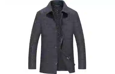 恒源祥 加厚翻领羊毛呢保暖中长款大衣 男款