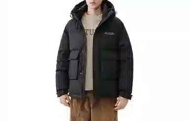 鸭鸭 字母印花短款连帽加厚羽绒服 男款