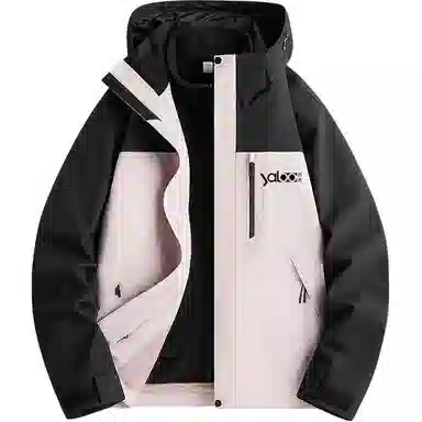 雅鹿优选  保暖连帽字母  防水防风透气耐磨冲锋衣 男女同款