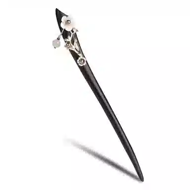 凤凰涅磐 古风新中式簪子木质汉服旗袍木簪日常盘发现代简约  黑檀木 酒红石榴石 发簪 女款 礼物 礼盒