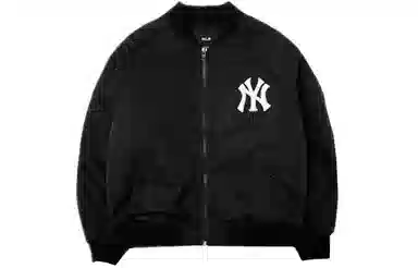 MLB Logo Print Long Sleeve Baseball Jacket Black