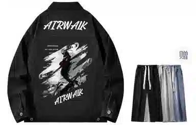 Airwalk Retro Dark Wukong Print Denim Jacket