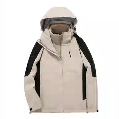 浪莎  户外休闲连帽宽松拉链三合一  防水防风冲锋衣 男女同款