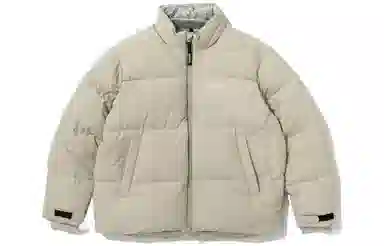 New Era Logo Zip Puffer Jacket Khaki