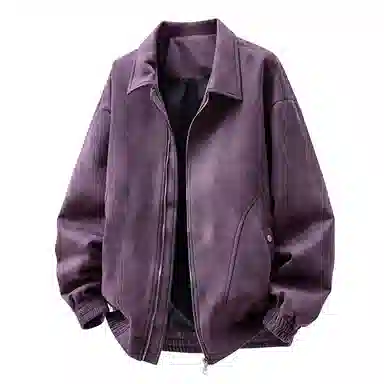 快鱼 美式复古简约潮牌纯色机车风翻领青少年基础款宽松休闲时尚百搭拉链防风长袖外套夹克 男女同款