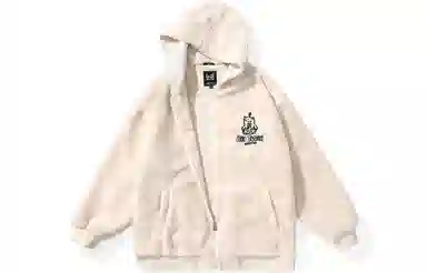 bt Simple Monster Letter Embroidered Fleece Hoodie Jacket