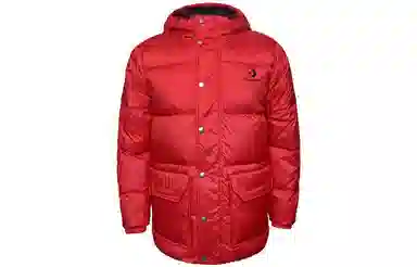 Converse Logo Print Puffer Jacket Red