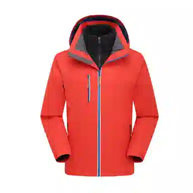 浪莎  户外舒适纯色连帽宽松拉链  防水防风保暖冲锋衣 男女同款