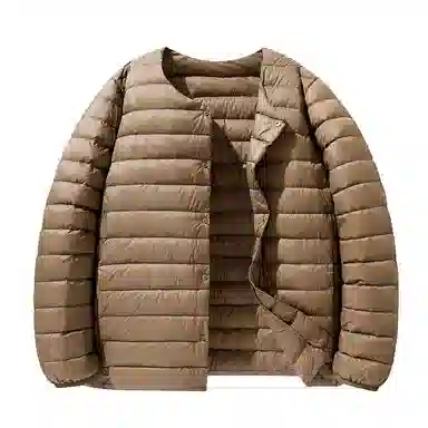 鸭鸭 轻薄便携纯色基础款休闲宽松单排扣圆领保暖羽绒服 男款