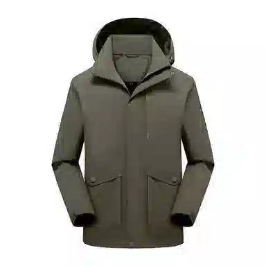 浪莎  纯色拉链连帽舒适百搭  防水防风冲锋衣 男女同款