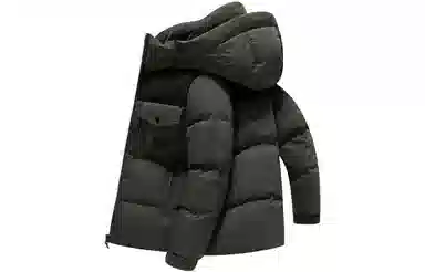 鸭鸭 拉链撞色拼接短款连帽羽绒服 男款