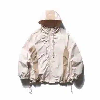 浪莎  户外潮流条纹连帽宽松拉链  防水防风冲锋衣 男女同款