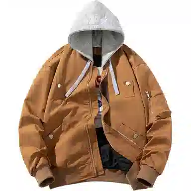 玉儿恋 复古简约工装飞行员夹克棉衣秋冬季加厚棒球外套棉服 男款