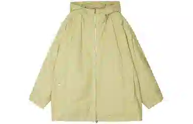 速写 纯色宽松长袖连帽拉链棉服 男女同款