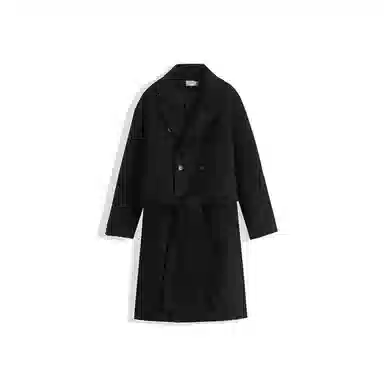 我是大卫 纯色复古中长款过膝保暖加厚毛呢大衣 男女同款