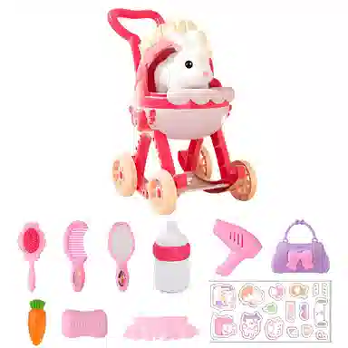 益米 电动毛绒小兔子手推车 会走会叫 装扮配件套装 早教益智玩具