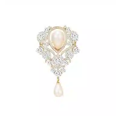 指尖瑰宝 欧式气质轻奢风胸花镶钻精致高档别针外套配饰 铜 胸针 女款