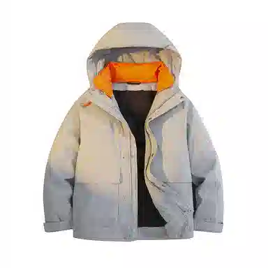 鸭鸭 纯色休闲大口袋短款连帽羽绒服 男款