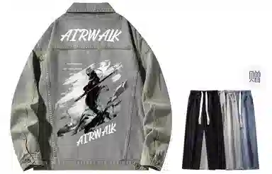 Airwalk Retro Dark Wukong Print Denim Jacket
