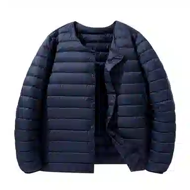 鸭鸭 轻薄便携纯色基础款休闲宽松单排扣圆领保暖羽绒服 男款