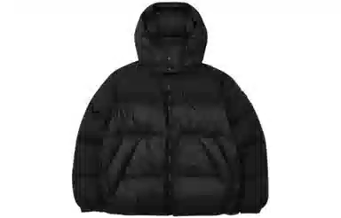 FILA Solid Color Hoodie Down Jacket Black