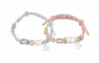 牧言 招财小猫 呆萌可爱简约小众设计高级感 立体清透圆润猫咪碎石编织绳可调节手饰 琉璃 手绳 女款