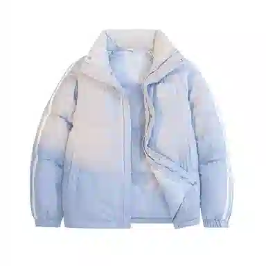 鸭鸭 撞色条纹印花时尚休闲无性别立领羽绒服 男女同款