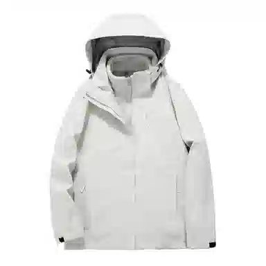 浪莎  户外休闲连帽宽松拉链三合一  防水防风冲锋衣 男女同款