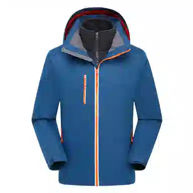 浪莎  户外舒适纯色连帽宽松拉链  防水防风保暖冲锋衣 男女同款