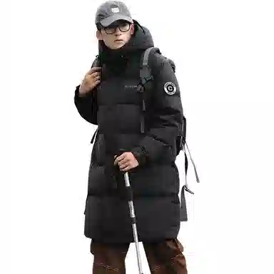 鸭鸭 中长款连帽时尚百搭保暖长袖羽绒服 男款